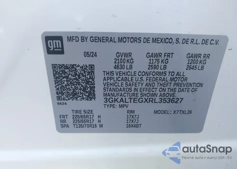 2024 GMC Terrain Awd Sle из США, поврежденный, VIN 3GKALTEGXRL353627